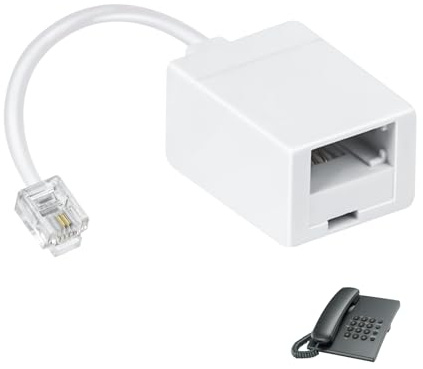 RJ11 to BT Telephone Socket Adapter, Standard RJ11 Male Plug to BT Female Landline Port Converter, Phone to Ethernet Connector for 6P4C Telephone, FAX Machine, Modems, Routers & Printers, 17cm