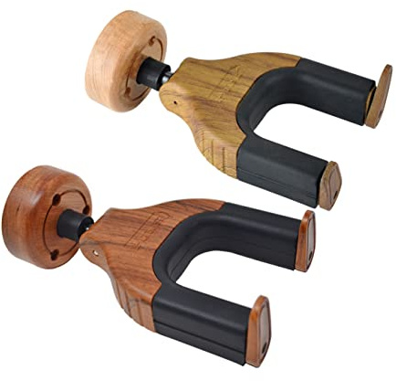 HIAKDOFT Ganci da Parete per Chitarra in Legno Massello, Set da 2 Pezzi Supporto Staccabile e Culla Protettiva, Adatti a Strumenti a Corda per Decorazione Muro e Installazione Pratica