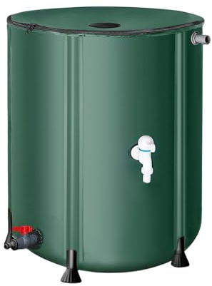 KiBcsLic Barile Pieghevole Contenitore Acqua Piovana Serbatoio PVC Durevole Facile da Spostare Supporto Combinato Adatto per Raccolta Acqua Irrigazione, 160l
