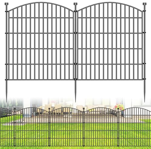 10 Panels Decorative Garden Fence - 81.3 cm (H) x 7.2 m (L) No Dig Dog Fence Outdoor for Yard, Rustproof Tall Garden Fencecing Panels, Animal Barrier Suitable for Yard Border, Patio
