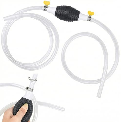 WaelthKey 78.74 Inch Siphon Pump Fuel Transfer Pump For Gasoline Gas Oil Fuel Petrol Diesel Fluid Water Fish Tank Siphon Pump Kit Equipped With PVC Hose And Clamps