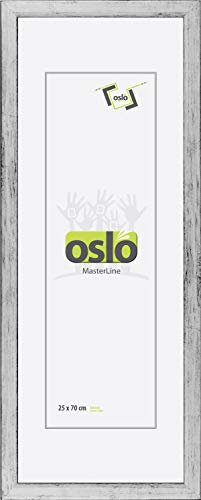 OSLO MasterLine Bilderrahmen 25 x 70 silber Holz Echtglas-Scheibe FSC-Echtholz Panorama-rahmen Collage Poster