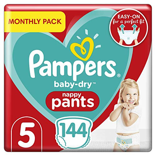 Pampers (Alte Version), Baby-Windeln, Größe 5, 12–17 kg, 144 Windeln, Monatssparpackung