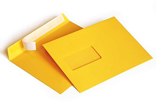 Briefumschläge DIN C5 162 x 229 mm gelb 120g/m² mit Fenster haftklebend (304AF) (100)