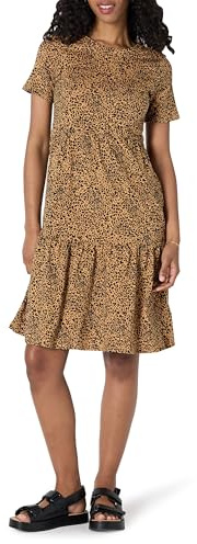 Amazon Essentials Women's Casual Cotton Short Sleeve Crew Neck Tiered Dress