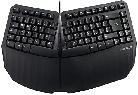 Perixx PERIBOARD-413B, Mini Tastiera Split Ergonomica Cablata USB per Windows, dimensioni 40 x 27.5 x 4.2 cm, Layout Italiano, Nera