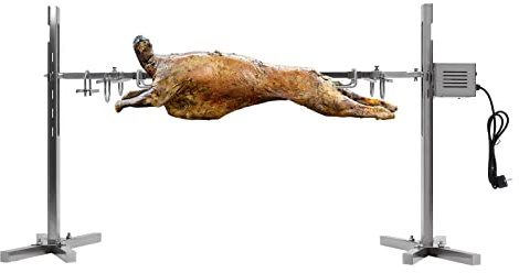 DiLiBee BBQ elektrisk grill rotisserie kit, 30 kg grillspett med 15 W motor elektriskt roterande spett 53 tum (53 tum) elektrisk grillspett kit för grillspettstång, kött, gafflar, fest, camping,