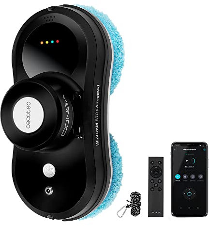Cecotec Robot Lave-vitres Conga avec Telecommande Windroid 870 Connected T. 80 W, Contrôle Via APP, iTech Win 4.0, 3 Programmes de Nettoyage et Puissante Pompe d’Aspiration