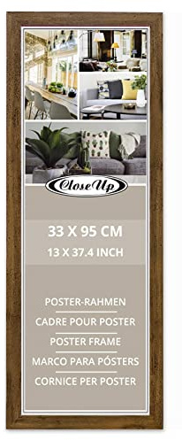Close Up Cadre pour poster, 33 x 95 cm, chêne foncé, cadre en bois MDF, vitre en PVC (incassable), largeur de profil 30 mm