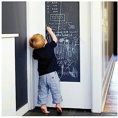 Autocollant Papier Autoadhésif Tableau Ardoise Mural en Rouleau 45 cm x 200 cm Sticker Tableau Noir Craie Mural écologique épais pour Maison École et Bureau