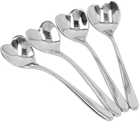 4 Cucchiaini da caffè, in Acciaio Inox, a Forma di Cuore, per tè, Dessert, Zucchero, per caffè, Mini Cucchiaini, Dessert, Set di caffè Espresso per Gelati, Cocktail, frappè