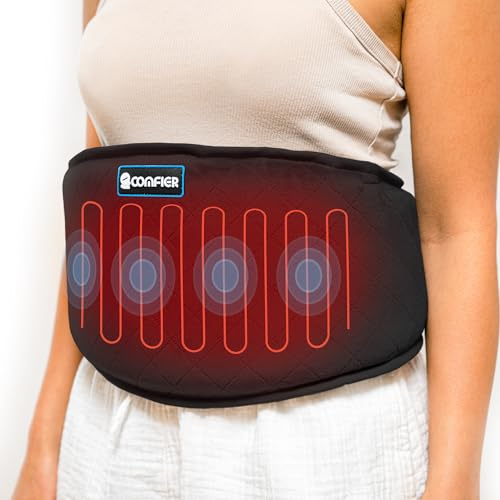 Comfier Cinturón térmico contra el dolor de espalda, almohadilla térmica con masaje vibratorio, cinturón de calor, cojín térmico con calentamiento rápido, regalo ideal para mujeres y hombres