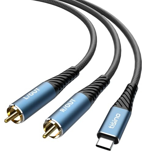 Tisino USB C till 2 RCA ljudkabel, USB Type C till dubbel RCA hane stereo kabel med DAC, för iPhone 16/15, laptop, surfplatta till förstärkare, högtalare, hemmastereo, DVD, mixer-3m | USB C till 2 RCA-ljudkabel för iPhone 16 15 bärbar dator till förstärkare mixer med DAC-chip stereo