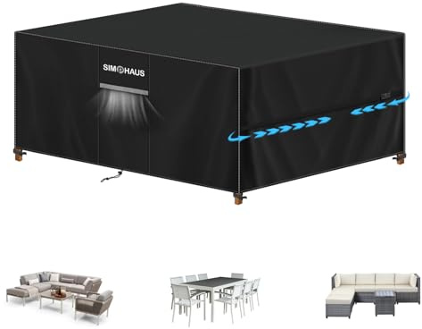 SIMPHAUS Copertura per Mobili da Giardino Panno Oxford,420D Telo Copri Tavolo Esterno Impermeabile,Anti-UV Copertura per Tavolo da Esterno,Telo Copridivano,Telo Tavolino Esterno 230x165x74cm