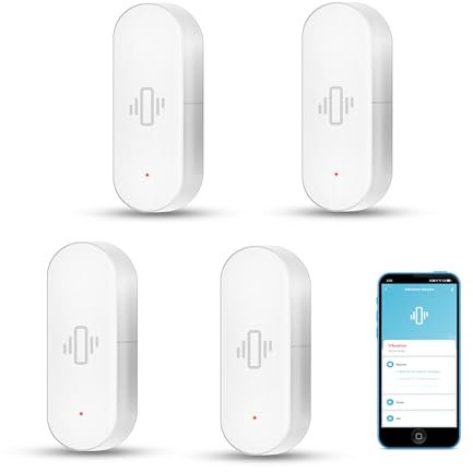 Capteur de Vibration Intelligent: capteur de Verre cassé sans Fil, capteur de Porte WiFi avec Alarme d'application, sensibilité réglable, capteur de sécurité en Verre brisé pour Les installations