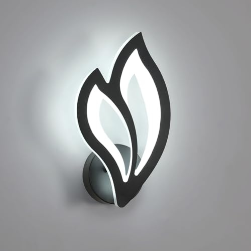 SENQIU Applique Murale Interieur LED, 13W Moderne Lampe Murale Noir, Luminaire Mural Design Pétale pour Salon, Couloir, Chambre, Escalier, Cuisine, 6500K Lumière Blanche Froide