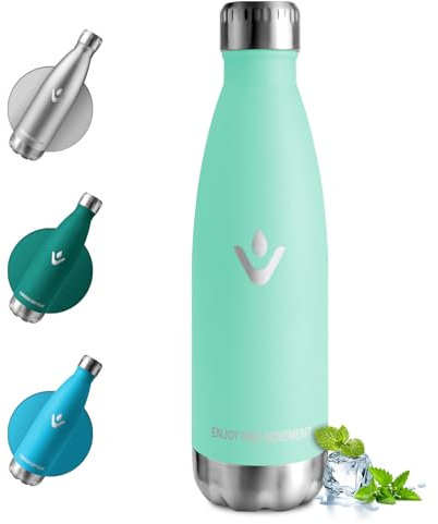 Botella Agua Acero Inoxidable 750ml, Botella Termica sin BPA, Garrafa Termica Reutilizable, Termo Agua a Prueba de Fugas, Cantimplora Termica para Niños, Escuela, Oficina, Gimnasio, Deporte, Viajes