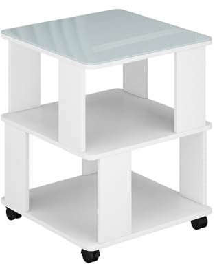 Vicco Couchtisch Velito, Weiß, 50 x 50 cm, mit Rollen für Flexible Platzierung im Wohnbereich