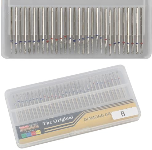 Set di 30 Punte Fresa Unghie in Acciaio al Tungsteno e Diamante per Manicure e Pedicure - Kit Professionale Universale per Trapano Elettrico, Ideale per Rimozione Gel e Cuticole，Sicurezza e duratura