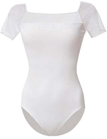 ROYAL SMEELA Klassisk Dansdräkt för Kvinnor Vuxen Kort Ärm Tyg Mesh Nylon Balett Bodysuit