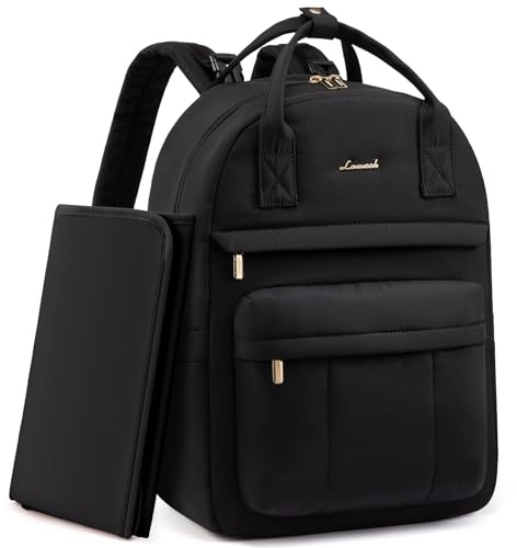 LOVEVOOK Baby Changing Bags, Large Nappy Backpack Lightweight Diaper Bag With Portable Changing Mat & Stroller Straps Maternity Pregnancy Hospital Bag Rucksack for Mom & Dad Black
