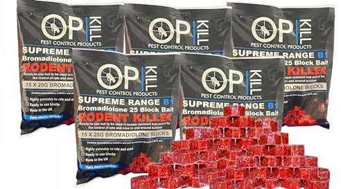 Opkill Rat Pack Poison Multi Pack 1.5KG (Professional Choice Blocks Poison) Strongest Bait Available Weatherproof Fast Acting and Safe For Professional and Domestic use