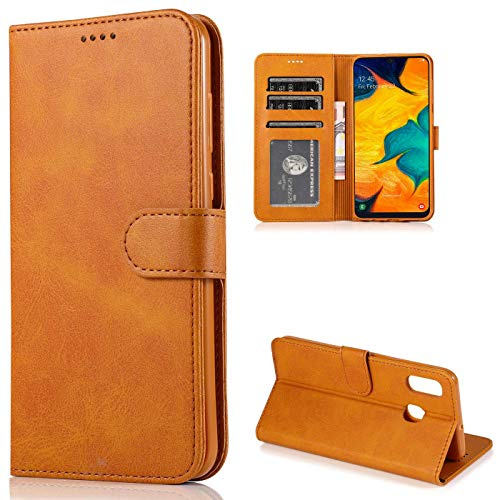 CTIUYA Coque pour Samsung Galaxy A20E, Étui Flip Case en Cuir Portefeuille Coque à Rabat Housse avec Porte Carte Magnétique Antichoc Protection Complète Etui pour Samsung Galaxy A20E,Jaune