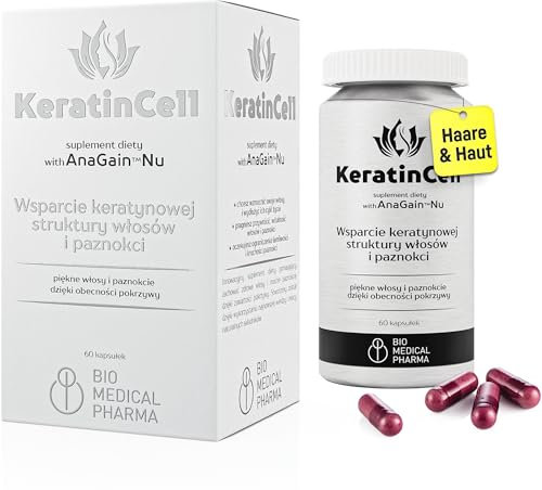 Haarvitamine Kapseln gegen Haarausfall – Mit Biotin, AnaGain Nu, MSM, Eisen und Brennnessel-Extrakt – Unterstützung für Haarwachstum und -stärkung – Vegan und Allergenfrei – KeratinCell (60 Kapseln)