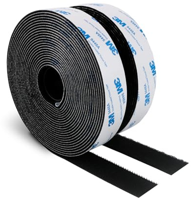 Hook and Loop Self Adhesive Tape Compatible with 3M 19MM x 6M 9448A Sticky Back Interlocking Nylon Fabric Fastener Heavy Duty Adhesion Strip Tape Black