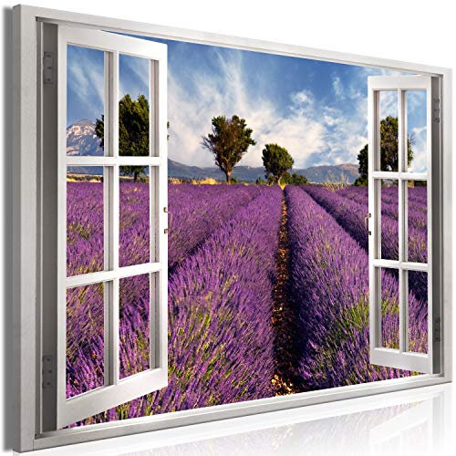 murando Acoustic Canvas Wall Art Window 120x80 cm / 47 x 32 picture with acoustic foam sound absorption print image Artwork 1 pc room acoustics soundproofing Landscape Lavender c-C-0370-b-a