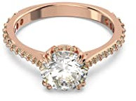 Swarovski Bague cocktail Constella coupe princesse pavé blanc finition or rose, US 6/EU 52, Zircone cubique, Zircone cubique