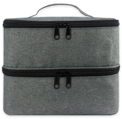 Meichoon Organizador de Transporte Esmalte Uñas 2 Capas con Compartimento Ajustable para Botellas 30 Botellas Lámpara Gel Herramientas Manicura Bolsa Maquillaje Grande Viaje