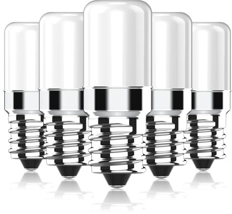 RuLEDne LED Kühlschranklampe, E14 LED Leuchten, 2 W Ersatz für 15 W 20 W 25 W Halogenlampen or Incandescent, Kaltweiß 6000K, Fridge Lamp 170 lm, 360° Abstrahlwinkel, Nicht Dimmbar AC 230 V, 5er Pack