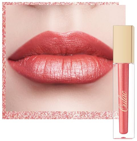 Oulac Lippenstift Metallic Glitzer 2-in-1 Lipstick＆Lidschatten Lippenstift 8 Stunden Halt Leichter Lippenstain Hochpigmentiert Wischfest Wasserfester Vegan Damen Mädchen Make-up MD05