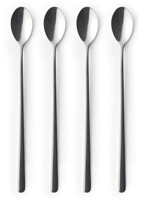 Russell Hobbs 4 Piece Latte Spoon Set - Vienna, 22cm Long Handle Coffee Spoons, 18/0 Stainless Steel, Dishwasher Safe, for Ice Cream, Dessert, Espresso, Tea, Hot & Cold Drinks, 15 Year Guarantee