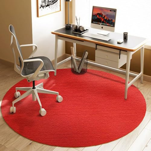 Tappetino rotondo per sedia a rotelle, tappetino protettivo per pavimenti in legno, multiuso, per scrivania del computer, sedie a rotelle, 60-200 cm, tappeto per ufficio (rosso, 180 cm)