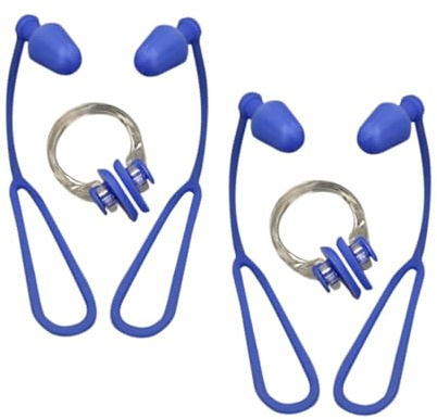 Gogogmee Set 2 Clip Naso in Silicone con Corda, Tappanaso e Tappi Orecchie Comfort per Bambini e Adulti Nuoto