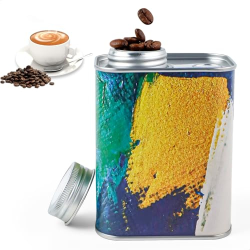 lemgyiamz Barattolo per Caffè Ermetico, Contenitore Caffè in Grani 200 g, Barattolo Caffè Latta per Conservare Chicchi di Caffè, Foglie di tè e Frutta secca