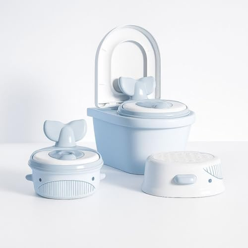 BATHBY Orinal Infantil 3 en 1 | Tapa Extraíble con Reductor WC y Escalón | Asiento Acolchado | Antideslizante | Protección Antisalpicaduras | Retrete Portátil Bebé | Fácil de Limpiar y Guardar