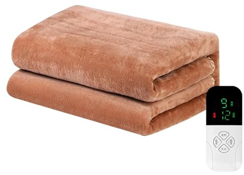 Heated Shawl, Wearable Heated Blanket 220V Electric Blanket Intelligent Switch Thicken Security Heating Pad Thermostat Blankets Body Warm Flannel Mattress(Brown,80x150cm)