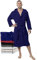 Twinzen Peignoir de Bain Homme - M - Bleu - 100% Coton avec Capuche - Certifié OEKO-TEX® - Robe de Chambre Eponge 2 Poches, Ceinture - Doux, Absorbant et Confort