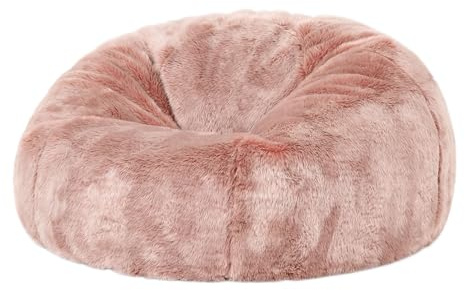 Icon Kenai Puff, Suaves y Cómodos Tela Piel Sintética Esponjosa, Puff con Relleno Includio, Butaca Dormitorio, Butaca de Salon, Mueble Ideal para Salón y Dormitorio, Rosa Claro