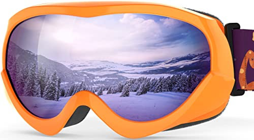 OutdoorMaster Kinder Skibrille - Helmkompatible Schneebrille für Jungen & Mädchen mit 100% UV-Schutz - VLT 30%