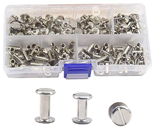 CEEYSEE 150 Stück (75 Set) Buchschrauben Set 3 Größen Metall-Rundkopf Für Leder Dekoration, Bookbinding, DIY (Kurz)