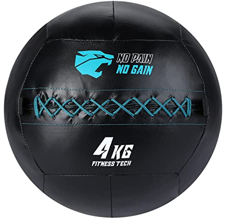 Fitness Tech - Balón Medicinal - Pelota Lastrada - Alta Resistencia - 4 Kg