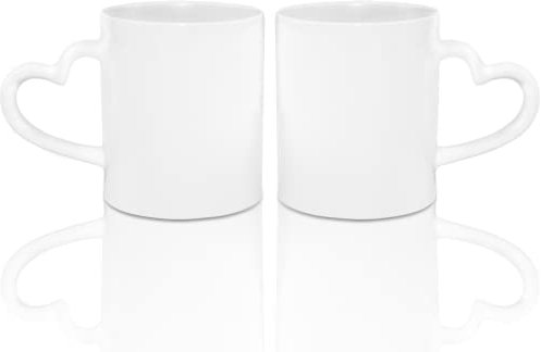 MR.R Sublimation Blanks - Tazas de café de cerámica blanca de 325 ml, taza clásica de cerámica en blanco con mango de corazón para leche, té, agua de cola, juego de 2