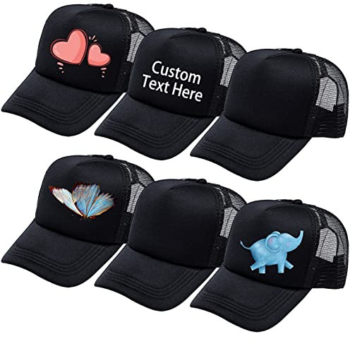 Geebuzz 6 Pack Kinder Mesh Baseball Hut Kappe Sublimation Blank Einstellbare Snapback Trucker Sun Sports Outdoor Hat (6er Packung schwarz)