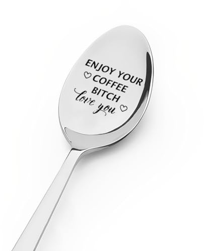 ShiQiao Spl Best Friend Spoon for Women Girls: Enjoy Your Coffee Tea Lovers Spoon Gifts - Silver, 1 Piece, Stainless Steel, Custom, 7.5 inches