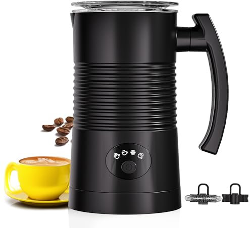 DREAMOON Elektrischer Milchaufschäumer, 350 ml Warmer und Kalter Milchschaum, Milchschäumer mit Antihaftbeschichtung, Edelstahl 304