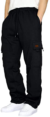 Zhiyao Pantalon de sport en coton pour homme - Pantalon de jogging - Pantalon de sport - Coupe décontractée - Pantalon cargo - Pantalon de jogging - Grande taille - Mode cargo - Pantalon de détente